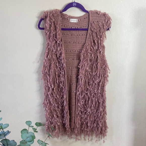 Altar'd State Jackets & Blazers - New Altar'd State Shaggy Vest Women's Medium Rose Pink Fall Winter Boho Knit